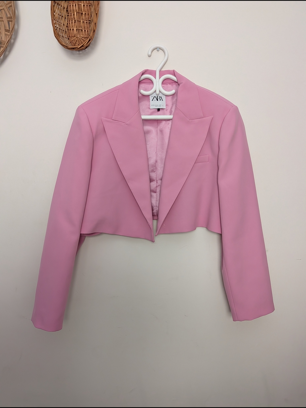Zara Pink Cropped Blazer Jacket